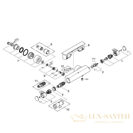 термостатический смеситель grohe grohtherm 2000 34469001 для душа, хром