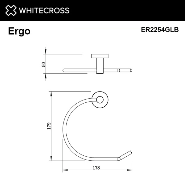 полотенцедержатель кольцо whitecross ergo er2254glb, брашированное золото