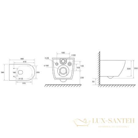 унитаз подвесной tecespring k, 9700997, безободковый, смыв torando flush, быстросъемное сиденье slim с микролифтом белый глянвый/хром