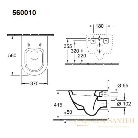 чаша подвесного унитаза villeroy & boch subway 2.0 5600 10 r1 ceramicplus, белый