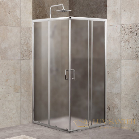 душевой уголок belbagno unique unique-a-2-75/90-p-cr 90х90 см профиль хром, стекло рифленое 