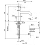 смеситель для раковины, fantini nostromo, 50 02 e803f, 1 отв., с донным клапаном, излив 145мм, хром