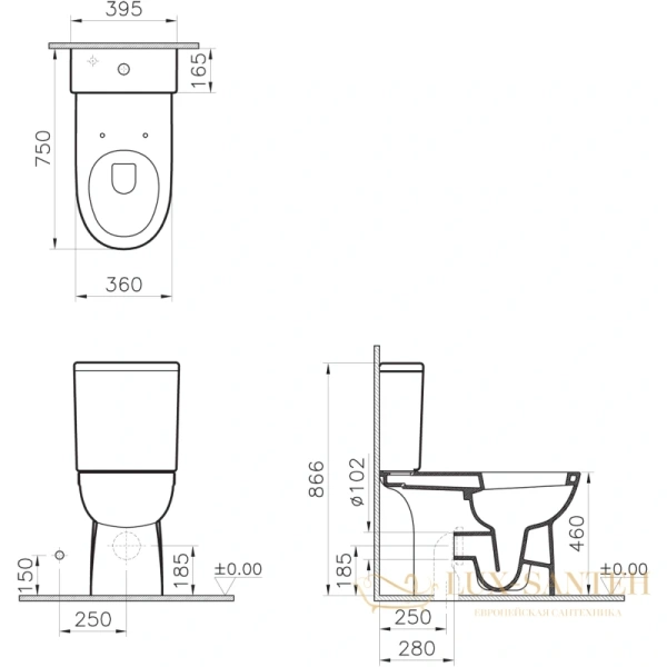 унитаз-компакт vitra conforma 9832b003-7204 с сиденьем, белый