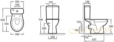 чаша напольного унитаза jacob delafon patio rimless ujv102-00