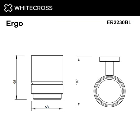 стакан подвесной whitecross ergo er2230bl, черный мат