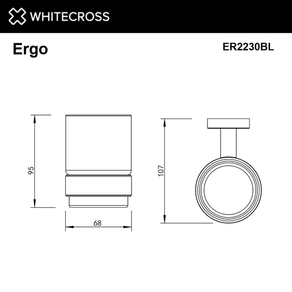 стакан подвесной whitecross ergo er2230bl, черный мат