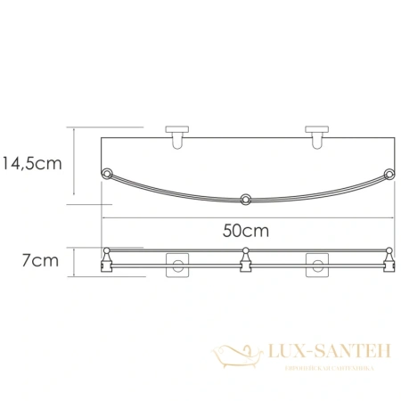 полка стеклянная wasserkraft rhin k-8744 50 см, никель