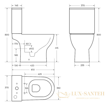 унитаз компакт belbagno lounge bb045cpr/bb045/051sc с бачком и с сиденьем микролифт, белый