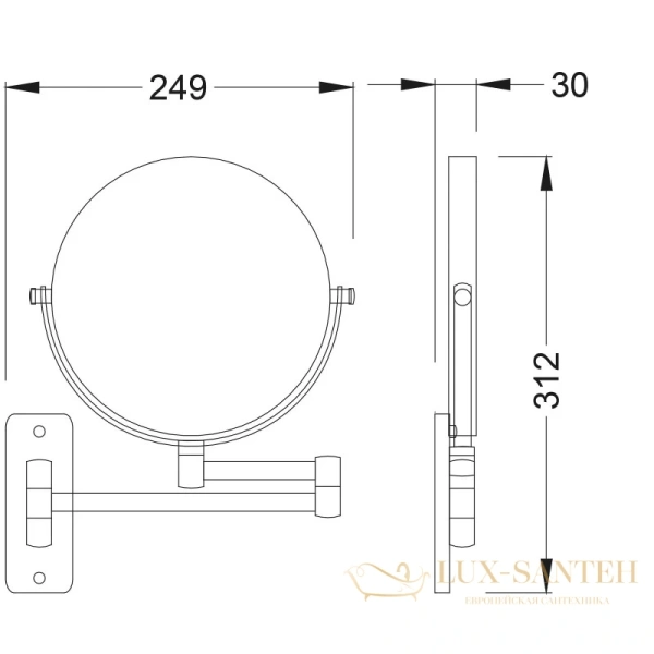 косметическое зеркало timo saona 13076/03 x 5, черный матовый