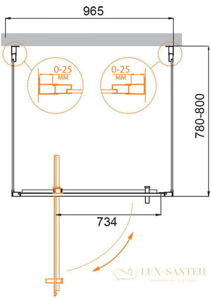 душевой уголок cezares molveno molveno-ba2-100/80-c-cr-iv 100x80 профиль хром, стекло прозрачное