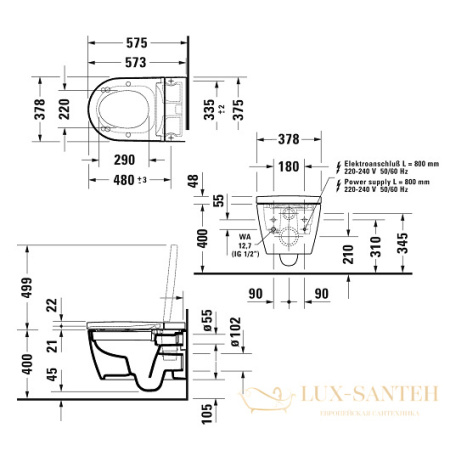 унитаз-биде подвесной duravit sensowash 650000012004320, белый