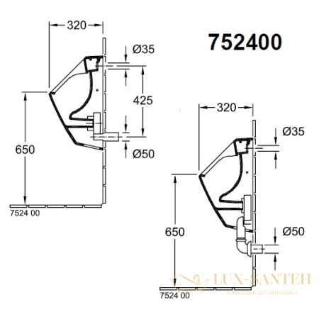 писсуар villeroy & boch o.novo 75240001, белый