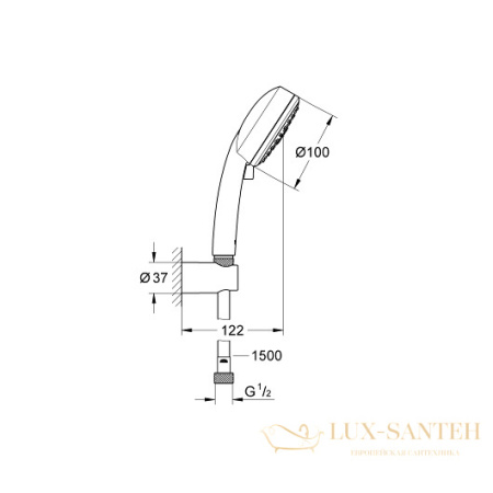 душевой гарнитур grohe new tempesta cosmopolitan 100 27588002 9,5 л/мин, белый