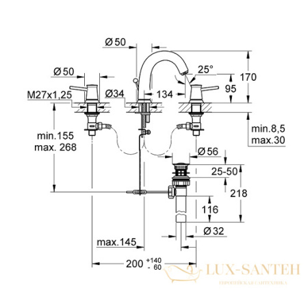 смеситель grohe bauclassic 20470000 для раковины, хром