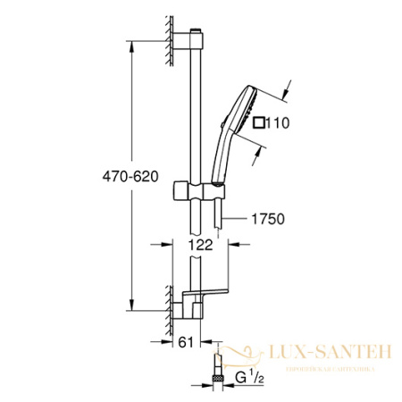 душевой гарнитур grohe tempesta cube 110 26907003 8,5 л/мин, белый