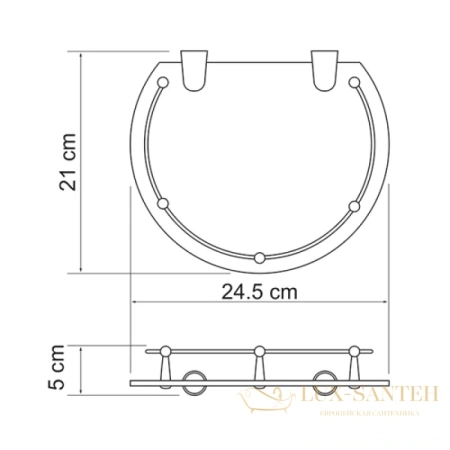 полка стеклянная wasserkraft bm k-566 24,5 см, хром