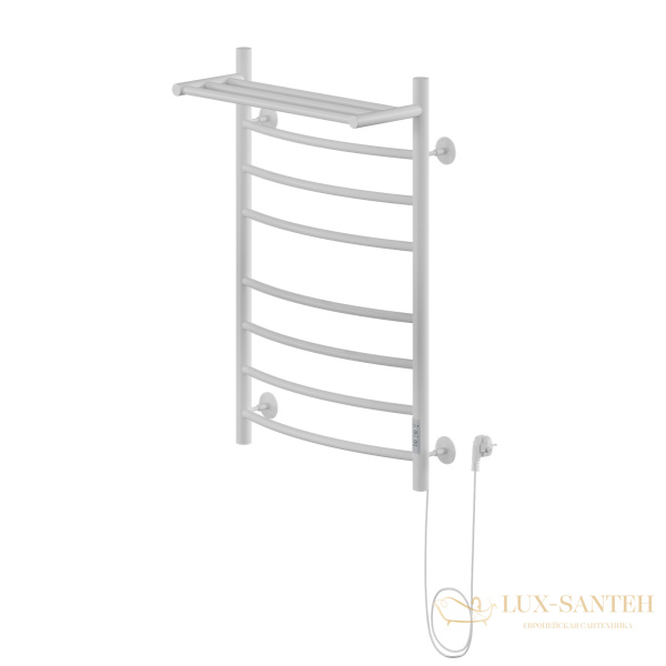 полотенцесушитель электрический кабельный ника way-3 80/50 с полкой ral9016 белый матовый левый тэн