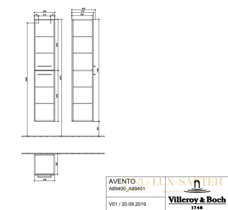 шкаф пенал villeroy & boch avento a89400b4 для ванной комнаты, петли слева, белое стекло