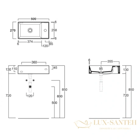 раковина simas agile ag50 bi*1 50x27 см, белый