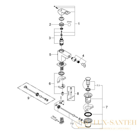 смеситель grohe eurocube 23138000 для биде, хром