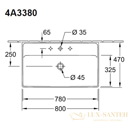 раковина villeroy & boch collaro 4a338001 800х470 мм, белый