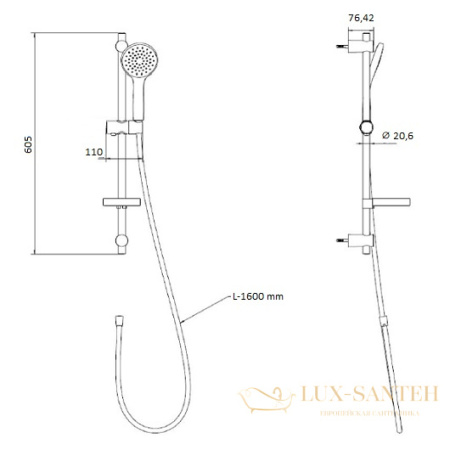 душевой гарнитур villeroy & boch tvs00000400061, хром