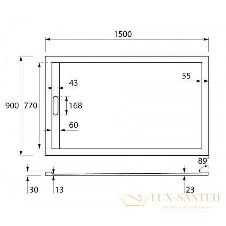 душевой поддон cezares tray as tray-as-ah-150/90-30-w из искусственного камня 150x90, белый