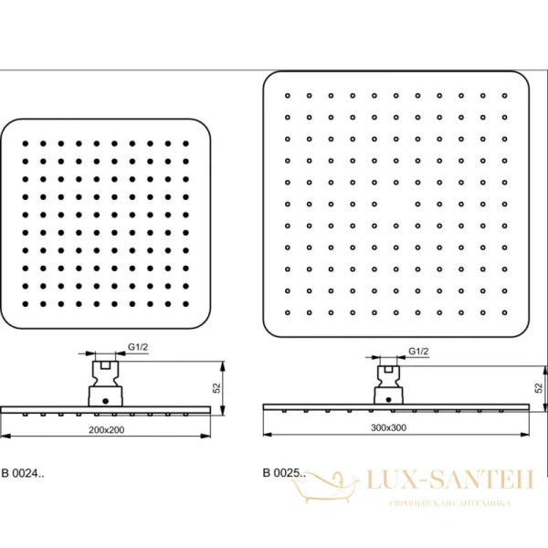 верхний душ ideal standard idealrain cube l1 b0025aa 300 мм, хром