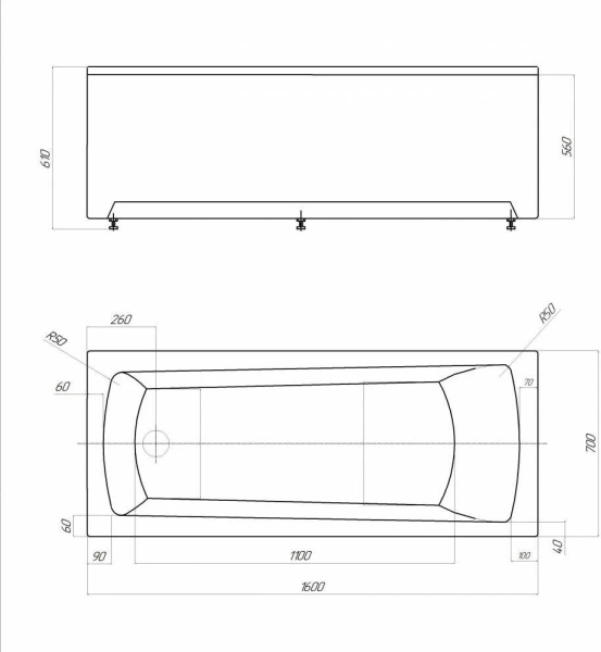 акриловая ванна aquatek либра 160x70 lib160n-0000004 вклеенный каркас