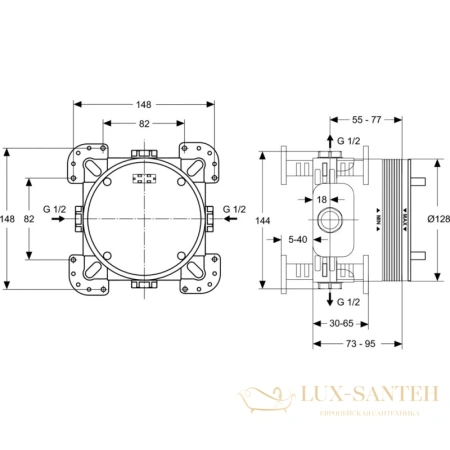 душевой комплект ideal standard ceraterm bd006xc 200 мм, хром