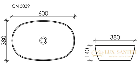 умывальник чаша накладная овальная белый, ceramica nova element 600*380*140мм cn5039