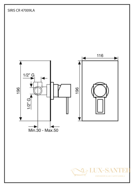 смеситель внутристенный emmevi siris 47009l/a/cr, хром