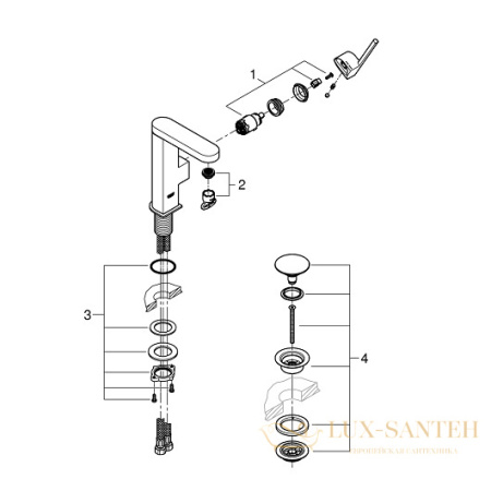 смеситель grohe plus 23872003 для раковины, хром