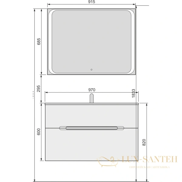 зеркало jorno modul mol.02.92/w 91,5х68,5 см 