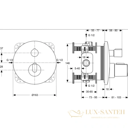 душевой комплект ideal standard ceraterm bd006xc 200 мм, хром