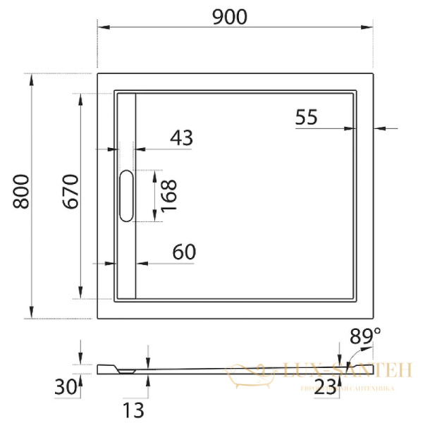 душевой поддон cezares tray as tray-as-ah-90/80-30-w из искусственного камня 90х80, белый