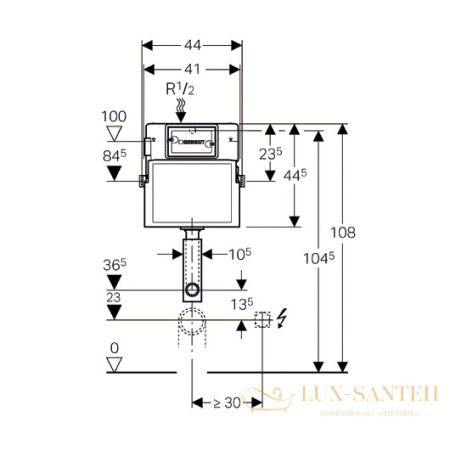 бачок скрытого монтажа geberit duofix up100 109.100.00.1