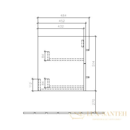 тумба под раковину villeroy & boch avento a88900pn 580x514x452 мм, elm impresso 