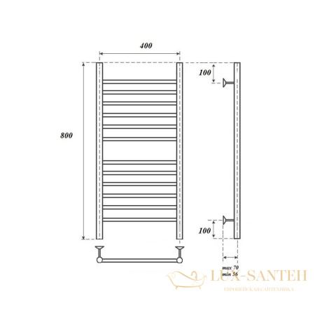 полотенцесушитель 400x800 электрический point аврора pn10148se п12 левый/правый, хром