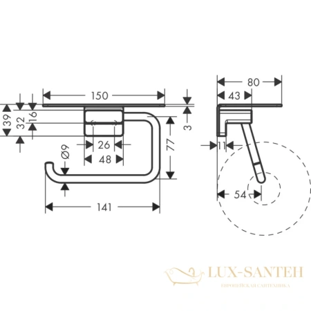 держатель туалетной бумаги hansgrohe addstoris 41772140, бронза матовая