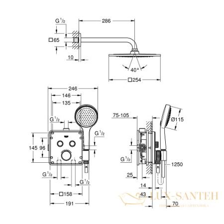 душевая система grohe grohtherm smartcontrol 34742000, хром