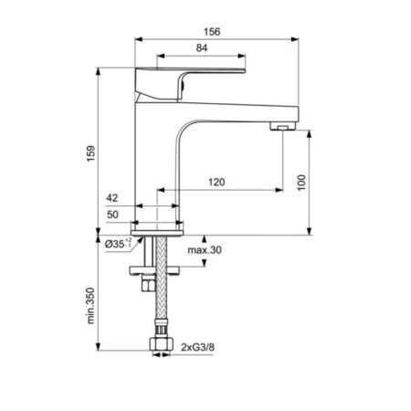 смеситель для раковины ideal standard cerafine d bc553aa без донного клапана, хром