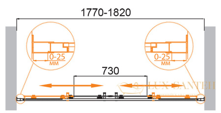 душевая дверь cezares molveno molveno-bf-2-180-p-cr 180 см профиль хром, стекло рифленое