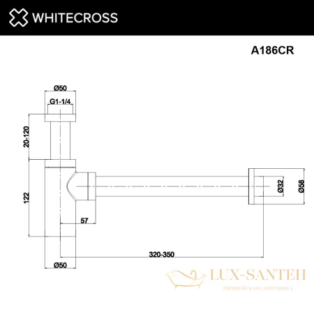 сифон для умывальника декоративный whitecross a186cr, хром