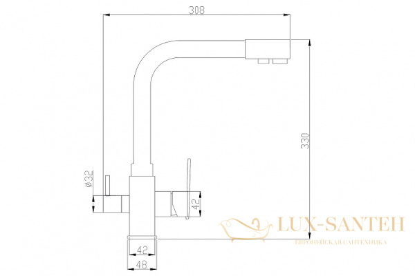 смеситель zorg steel hammer sh 805 satin для кухни, сатин