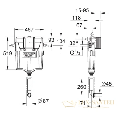 бачок смывной скрытого монтажа grohe gd2, 38661000