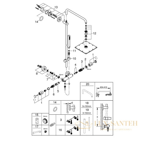 душевая система grohe euphoria 230 26187000, хром