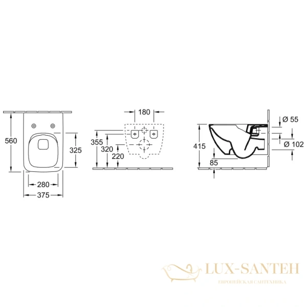 подвесной безободковый унитаз villeroy & boch venticello 4611r001, альпийский белый