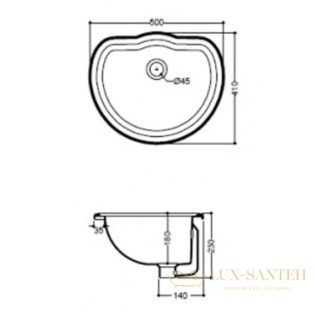 раковина kerasan retro 103101bi*0 50x41 см, белый