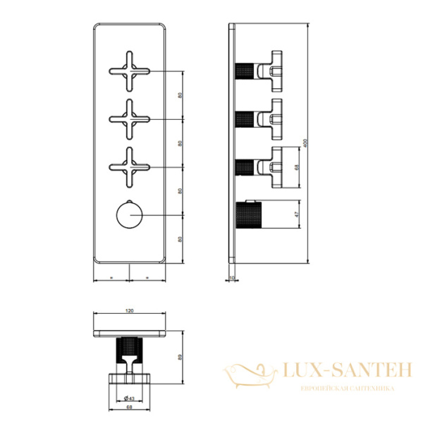 термостат gessi inciso+ 58226.299 для ванны, black xl